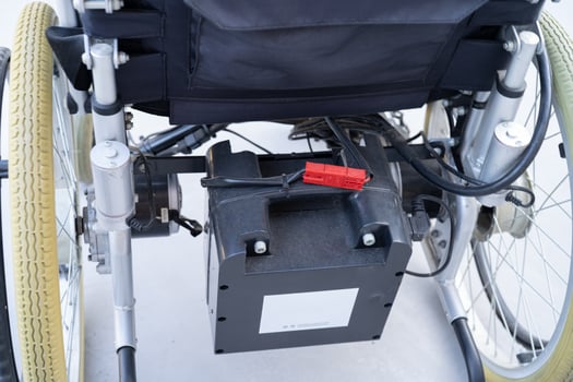 Battery of electric wheelchair for patient or people with disability people. photo