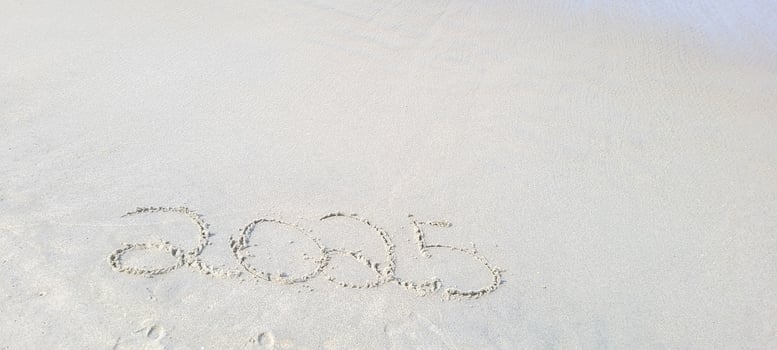 happy 2025 written in the sand of itamambuca ubatuba beach photo