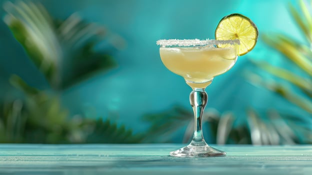 A margarita with lime on top of a table photo