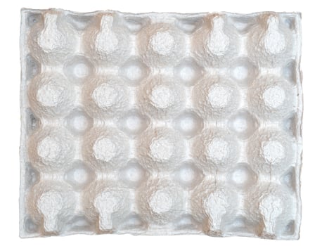 Paper packaging for chicken eggs on a white background. View from the top. photo