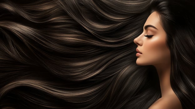 A glamorous woman showcases her radiant hair in a captivating profile display photo