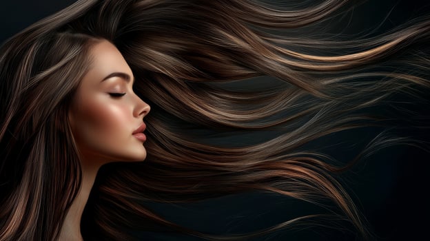 A glamorous model showcases her stunning hair and striking features in profile photo