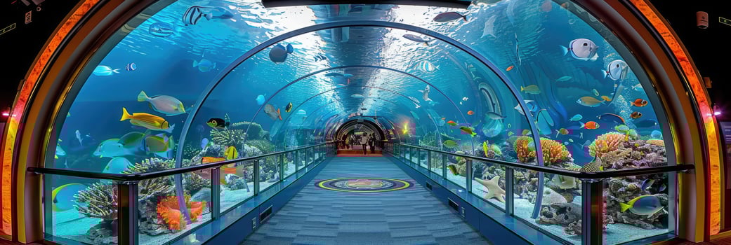 Experience the breathtaking Underwater Aquarium Tunnel adorned with vibrant marine life photo