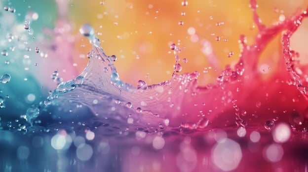 Colorful Water Splash Against a Gradient Background at Sunset photo