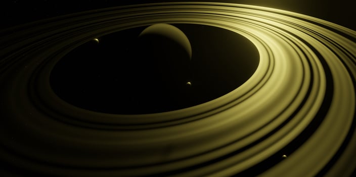 3d representation panoramic image of a planetary system photo
