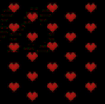 Red pixel heart on a black background. Love card concept. Saint Valentine's Day. photo