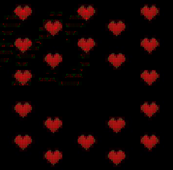 Red pixel heart on a black background. Love card concept. Saint Valentine's Day. photo
