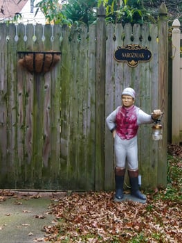 New Jersey, USA - November 19, 2009 Clay sculpture outside Helouvin House, New Jersey USA photo