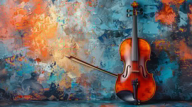 Violin and Violin Stick Hanging on Wall photo