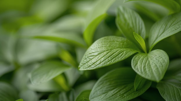 Close-Up of Fresh Green Mint Leaves in Natural Light photo