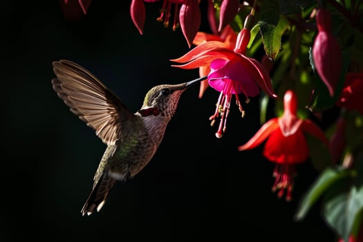 The Hummingbird and Columbine flower photo