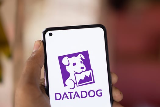 Dhaka, Bangladesh, 11 Aug 2024- DataDog logo is displayed on smartphone. Datadog is a SaaS platform that monitors cloud applications. photo