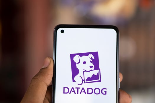 Dhaka, Bangladesh, 11 Aug 2024- DataDog logo is displayed on smartphone. Datadog is a SaaS platform that monitors cloud applications. photo