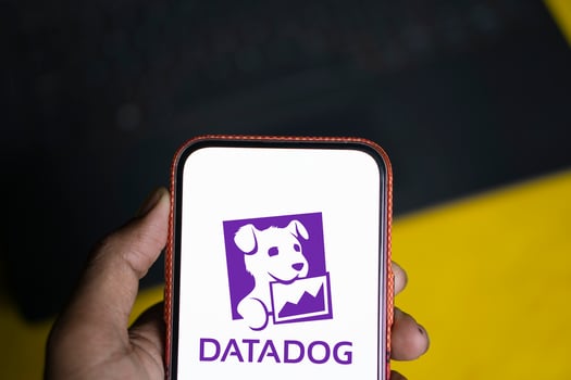 Dhaka, Bangladesh, 11 Aug 2024- DataDog logo is displayed on smartphone. Datadog is a SaaS platform that monitors cloud applications. photo