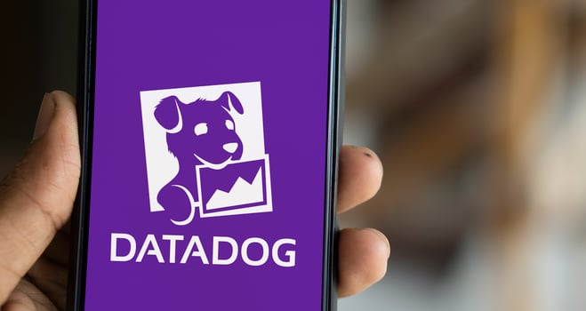 Dhaka, Bangladesh, 11 Aug 2024- DataDog logo is displayed on smartphone. Datadog is a SaaS platform that monitors cloud applications. photo