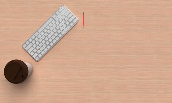 table wooden oak desk background copy space keyboard pencil coffee cup modern office background business interior architecture strategy commercial internet notebook computer professional marketing job photo