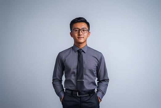 Confident Asian man in glasses photo