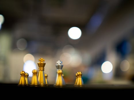 King bishop pawn chess golden yellow orange color copy space chessboard strategy competition success business challenge leadership game intelligence planning piece battle play teamwork business manage photo