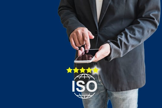 Quality icon with mobile, best quality assurance service, service system, business certification, ISO digital technology standard, process and satisfaction guarantee, quality control concept photo