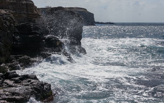 Severe storm at sea near the coastal cliffs in the Black Sea on Tarkhankut, Atlesh, western Crimea photo