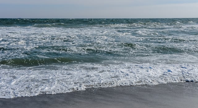 Stormy sea, waves and white foam on the surface, Black Sea photo