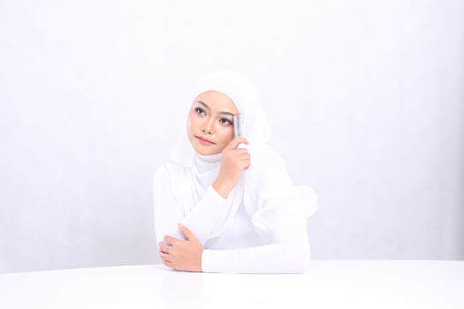 closeup makeup lips Young female veil beautiful elegant look right top hand hold lipstick on left face isolated white background. cosmetic advertising concept, lip color, lipstick mock up photo