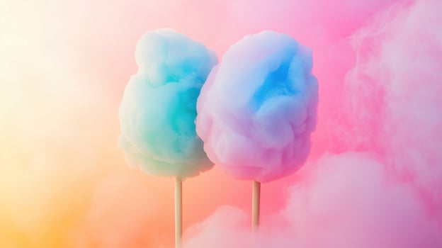 Colorful cotton candy in soft pastel color background photo
