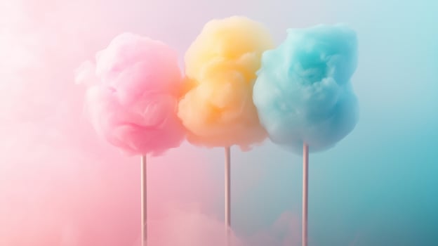 Colorful cotton candy in soft pastel color background photo