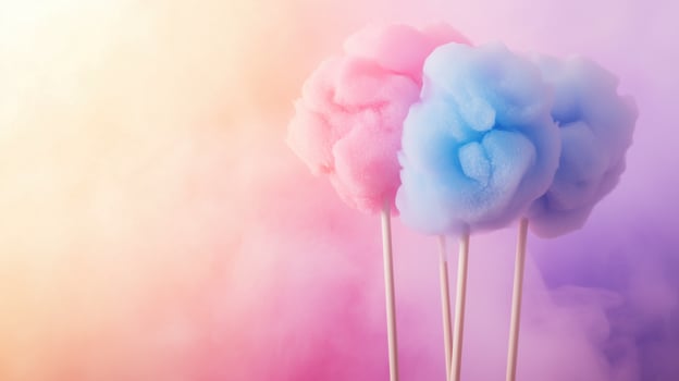 Colorful cotton candy in soft pastel color background photo