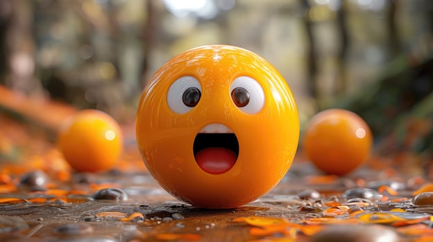 Group of Oranges With Emoji Faces photo