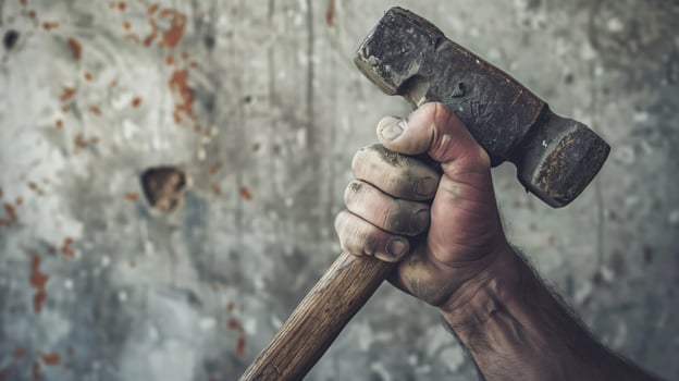 Man Holding a Hammer photo