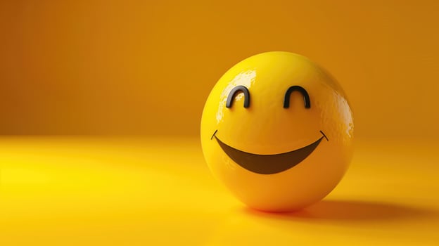 Smiley Emoji Face on Yellow Studio Background photo