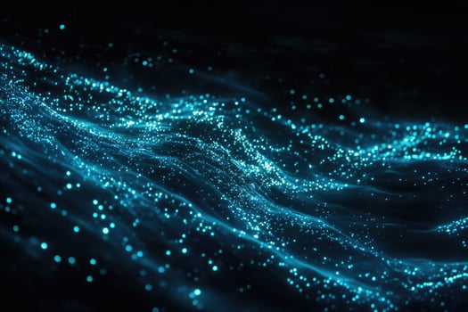 Bioluminescent plankton glow brilliantly in the dark. photo