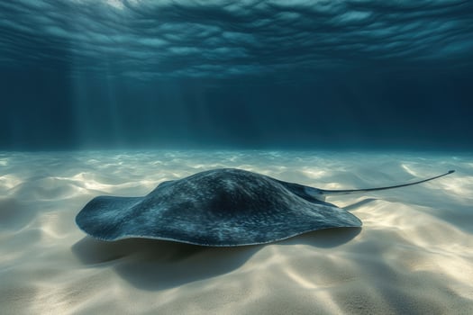 A graceful stingray gliding over a sandy ocean bed. photo