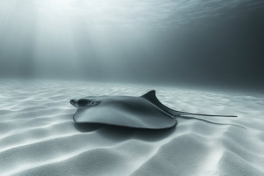 A graceful stingray gliding over a sandy ocean bed. photo
