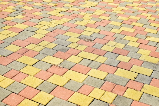 Beautiful pavement with colorful ceramic tiles photo