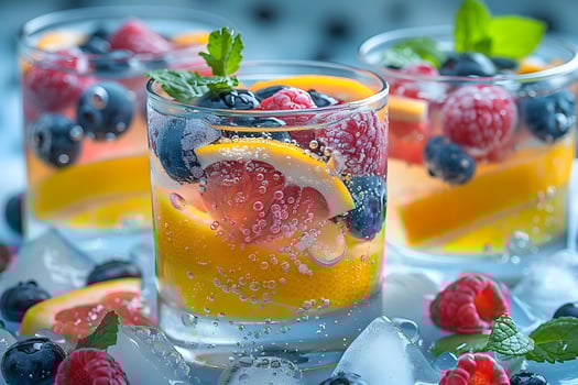Refreshing Summer Citrus and Berry Infused Water with Mint Perfect Beverage for Healthy Lifestyle photo