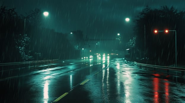 rainy road night photo