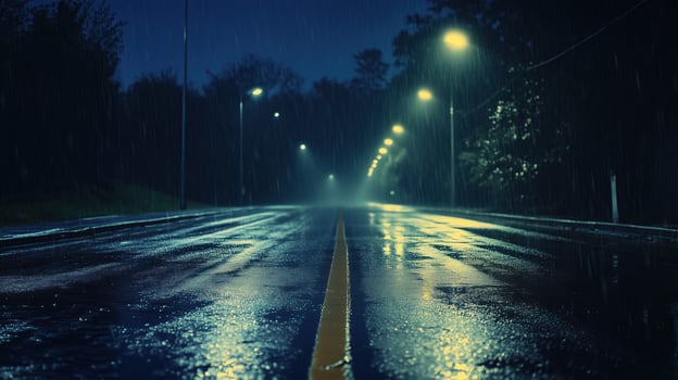 rainy road night photo