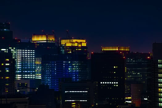 A night cityscape at the urban city in Tokyo long shot photo