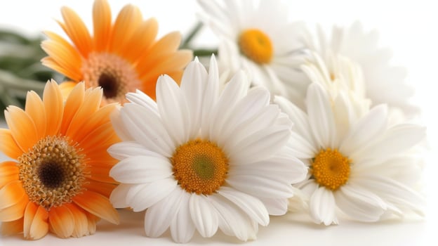 Fresh White Daisies With Bright Yellow Centers Arranged on a Light Background photo