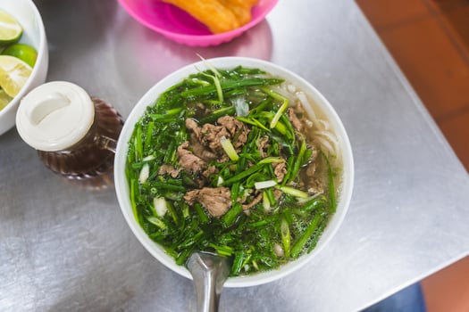 pho bo soup with beef, Pho bo Vietnamese food, rice noodle soup with sliced beef. Vietnamese fresh rice noodle soup with beef. Vietnam's national dish photo
