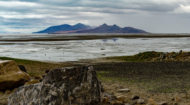 The shore of the hypersaline lake. Great Salt Lake State Park. Utah photo