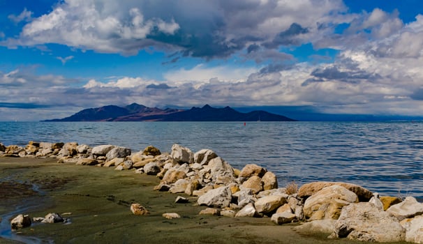 The shore of the hypersaline lake. Great Salt Lake State Park. Utah photo