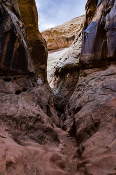 Eroded by water and wind cliffs in the canyon. Little Wild Horse Canyon. San Rafael Swell, Utah photo