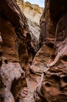 Eroded by water and wind cliffs in the canyon. Little Wild Horse Canyon. San Rafael Swell, Utah photo