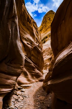 Eroded by water and wind cliffs in the canyon. Little Wild Horse Canyon. San Rafael Swell, Utah photo