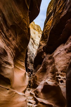 Eroded by water and wind cliffs in the canyon. Little Wild Horse Canyon. San Rafael Swell, Utah photo