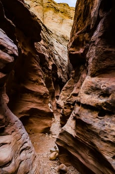 Eroded by water and wind cliffs in the canyon. Little Wild Horse Canyon. San Rafael Swell, Utah photo