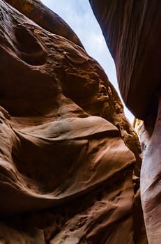 Eroded by water and wind cliffs in the canyon. Little Wild Horse Canyon. San Rafael Swell, Utah photo
